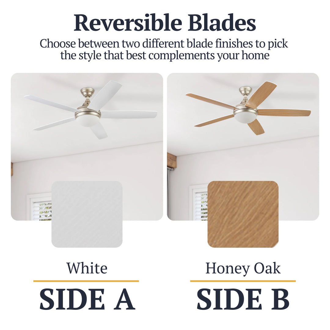 Prominence Home 52" Modern Ceiling Fan, Light, Remote Control, Gold (Open Box)