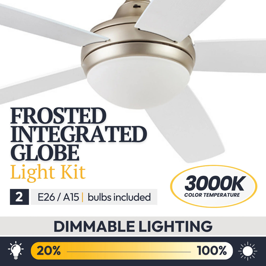 Prominence Home 52" Modern Ceiling Fan, Light, Remote Control, Gold (Open Box)