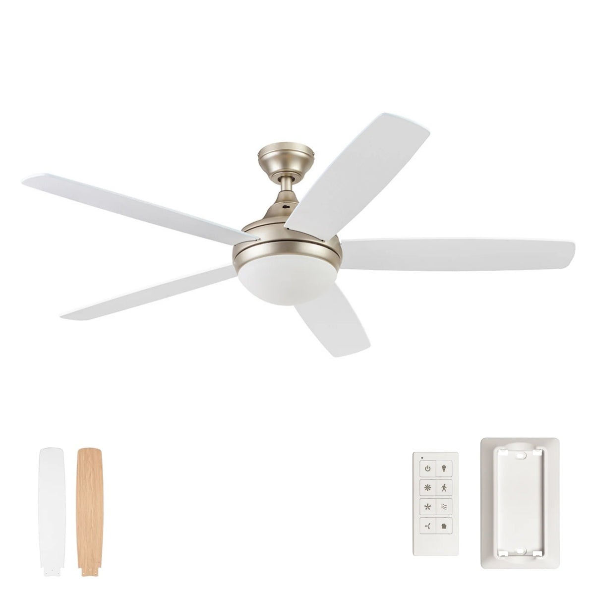 Prominence Home 52" Modern Ceiling Fan, Light, Remote Control Indoor (For Parts)