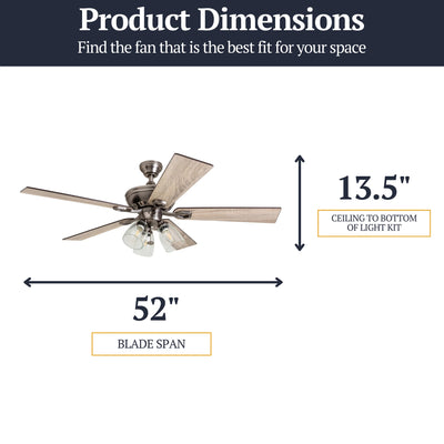 Prominence Home 52" Farmhouse LED Ceiling Fan w/Light, Antique Pewter (Open Box) - VMInnovations