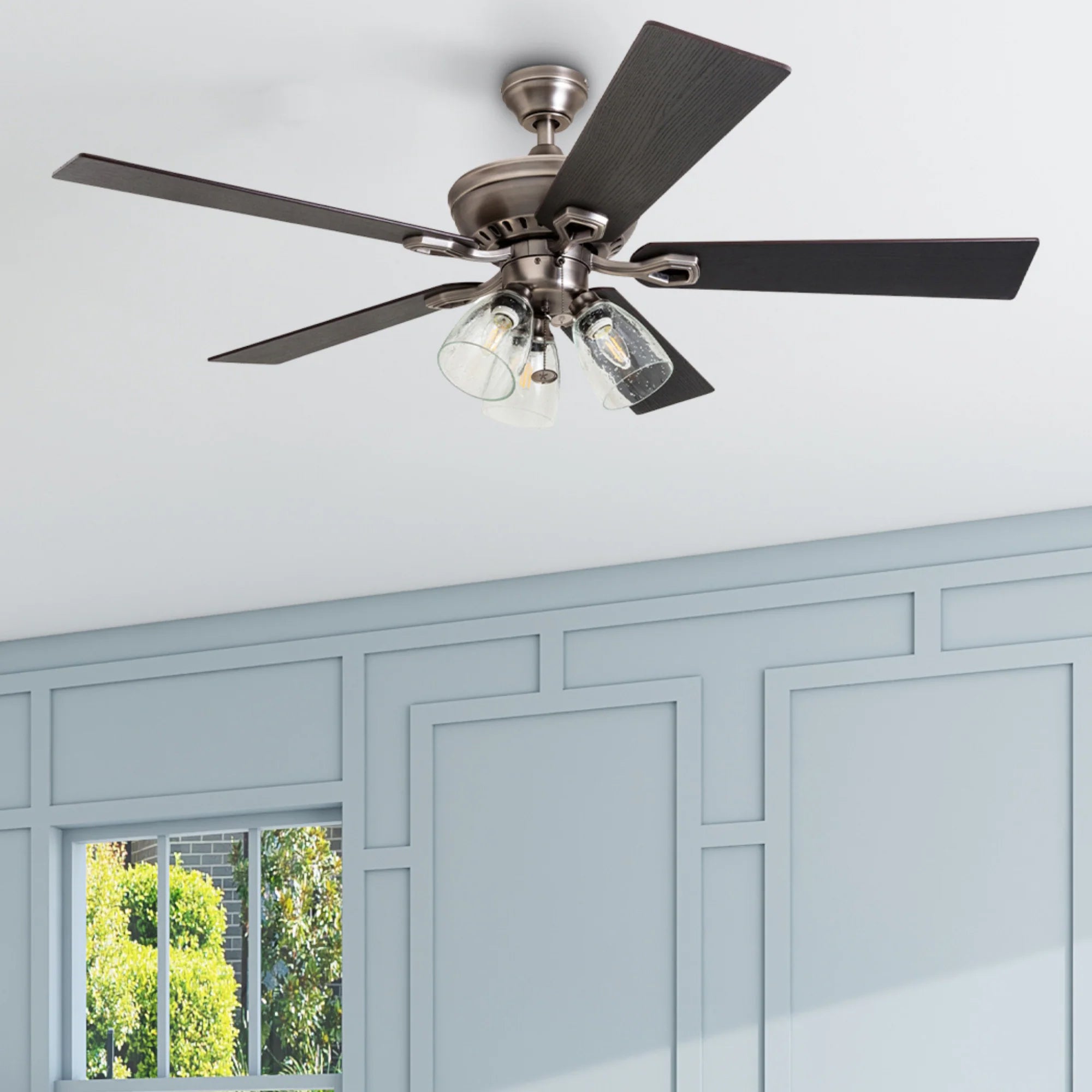 Prominence Home 52" Farmhouse LED Ceiling Fan w/Light, Antique Pewter (Open Box) - VMInnovations
