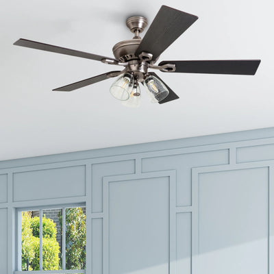 Prominence Home 52" Farmhouse LED Ceiling Fan w/Light, Antique Pewter (Open Box) - VMInnovations