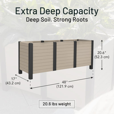 Tierra Verde 17"x48" Raised Garden Trough Box for Patio or Deck (Open Box)