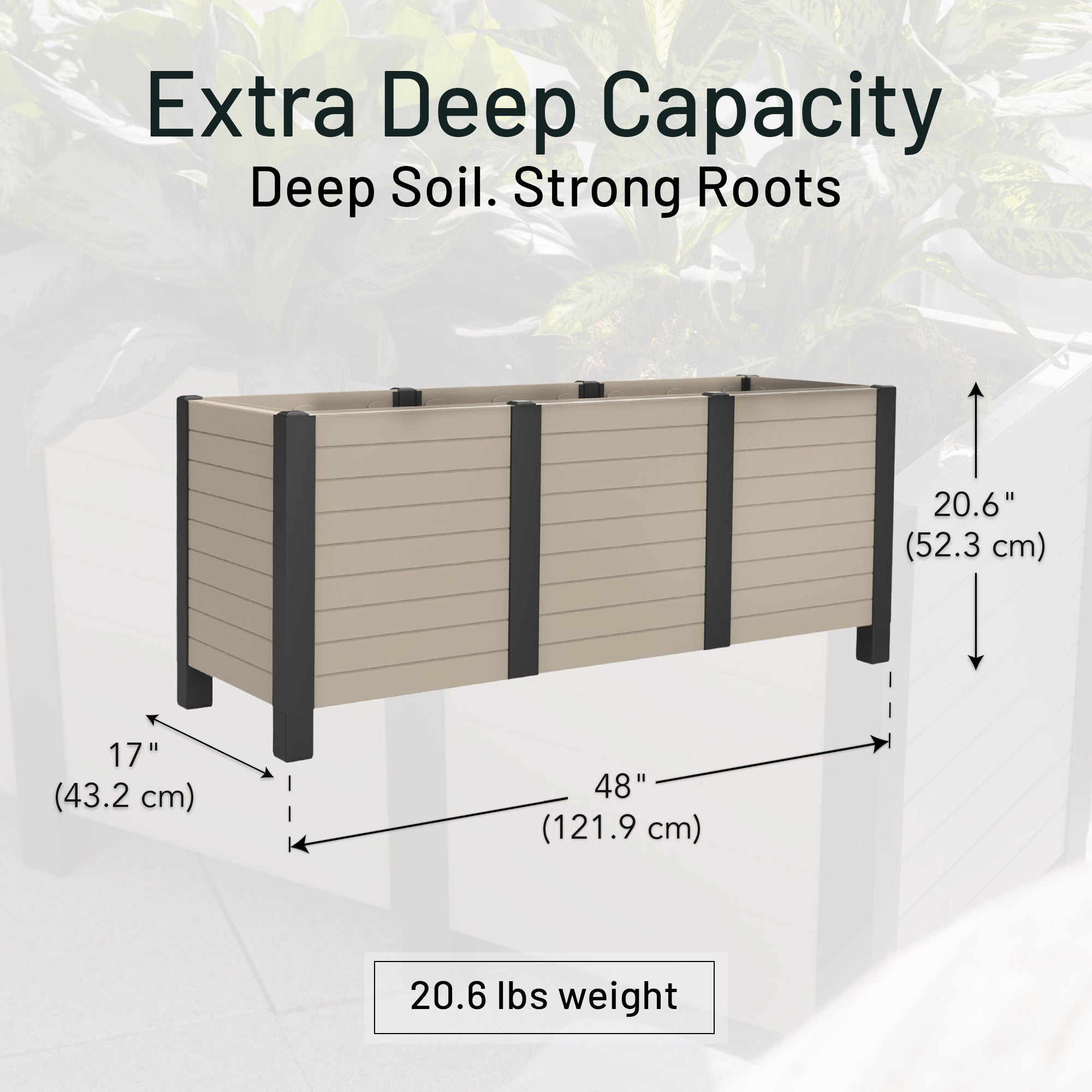 Tierra Verde 17"x48" Raised Garden Trough Box for Patio or Deck (Open Box) - VMInnovations