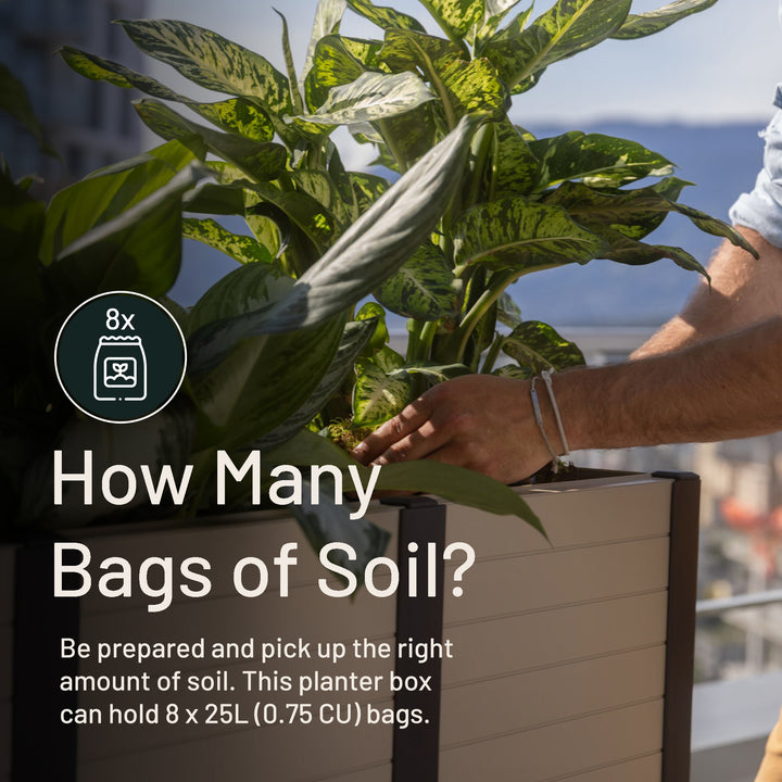 Tierra Verde 17-Inch x 48-Inch Raised Garden Trough Box for Patio or Deck, Khaki