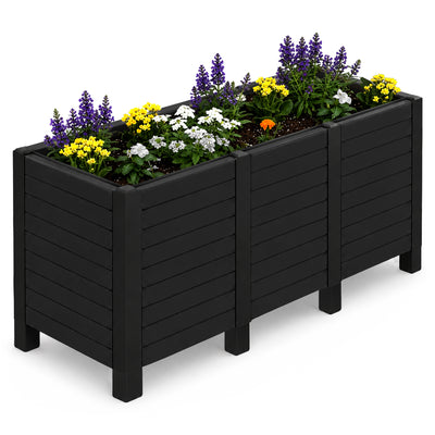 Tierra Verde 17-Inch x 48-Inch Raised Garden Trough Box for Patio or Deck, Black - VMInnovations