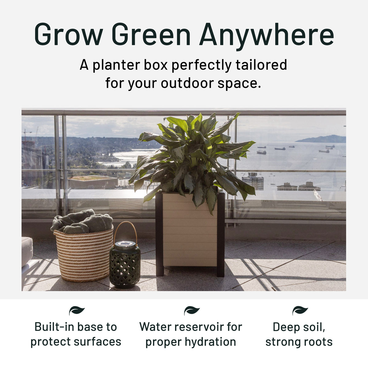 Tierra Verde 17-Inch x 17-Inch Flora Cube Planter Box, Patios or Decks(Open Box)