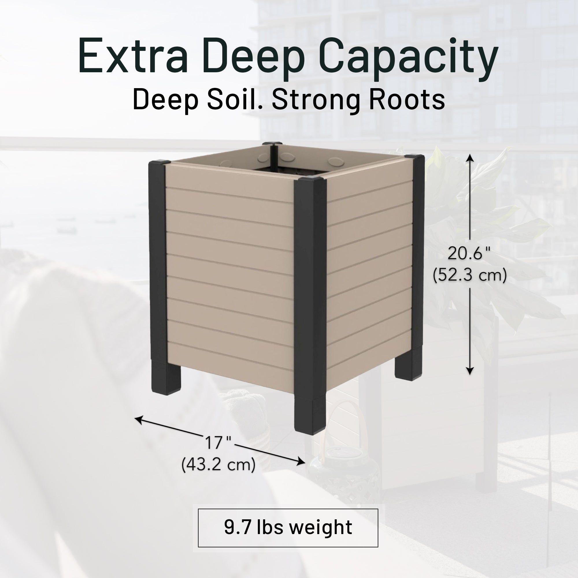 Tierra Verde 17-Inch x 17-Inch Flora Cube Planter Box for Patios or Decks (Used)