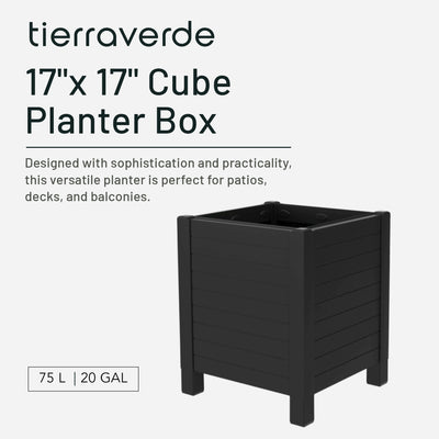 Tierra Verde 17-Inch x 17-Inch Flora Cube Planter Box for Patios/Decks(Open Box)