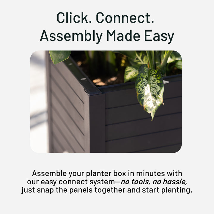 Tierra Verde 17-Inch x 17-Inch Flora Cube Planter Box for Patios or Decks, Black