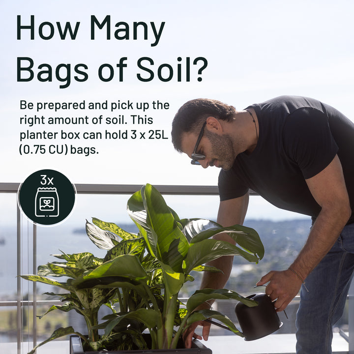 Tierra Verde 17-Inch x 17-Inch Flora Cube Planter Box for Patios or Decks, Black