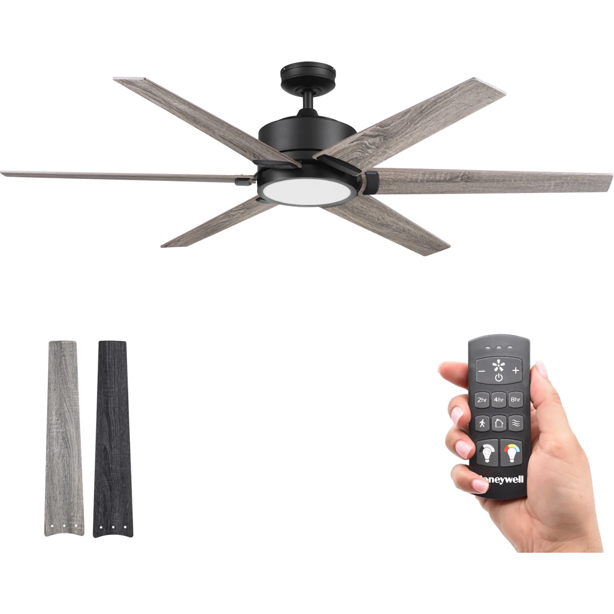 Honeywell Talbert Ceiling Fan, Color Changing LED and Remote, 62" (Open Box) - VMInnovations