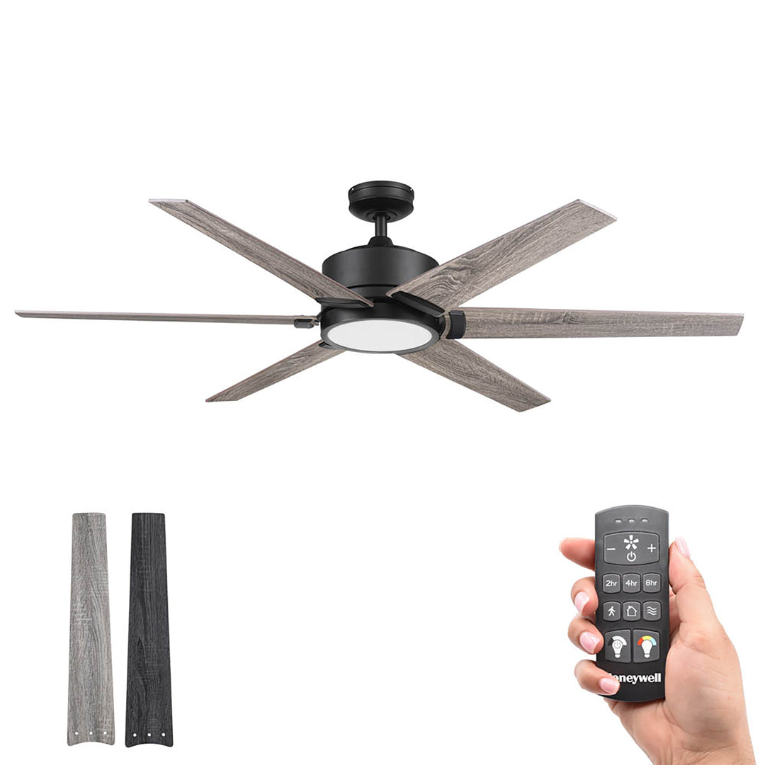 Honeywell Talbert Ceiling Fan, Color Changing LED and Remote, 62" (Open Box)