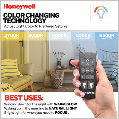 Honeywell Talbert Ceiling Fan, Color Changing LED and Remote, 62" (Open Box)