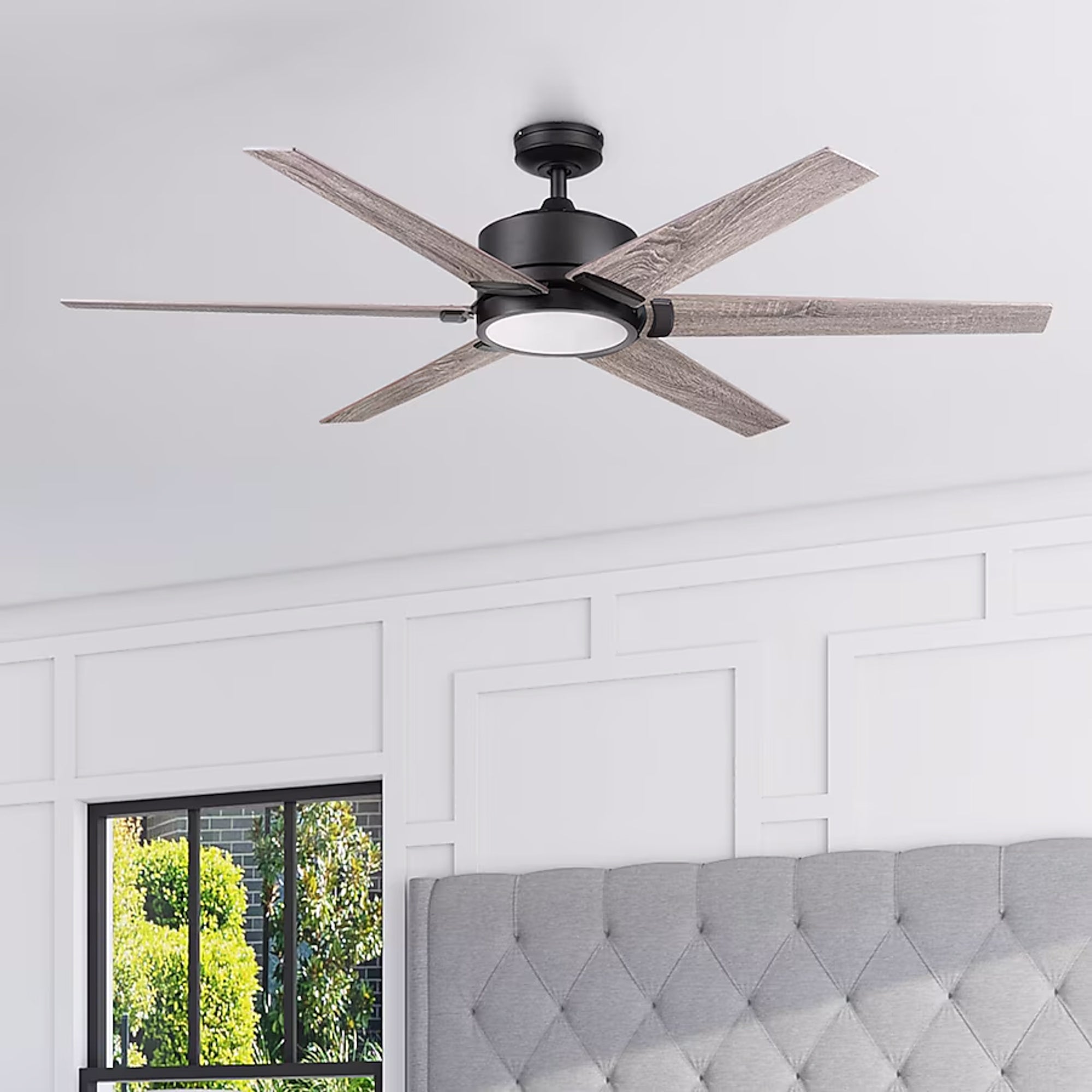 Honeywell Talbert Ceiling Fan, Color Changing LED and Remote, 62", Matte Black - VMInnovations