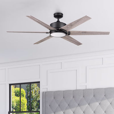 Honeywell Talbert Ceiling Fan, Color Changing LED and Remote, 62", Matte Black - VMInnovations