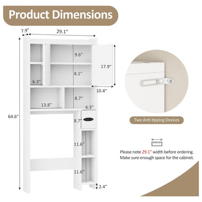 Meilocar Over Toilet Storage Cabinet with Shelves & Tissue Holder, White (Used) - VMInnovations