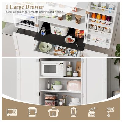 Vongrasig 6-Tier Pantry Cabinet w/Barn Doors, Drawer & Shelves (For Parts) - VMInnovations