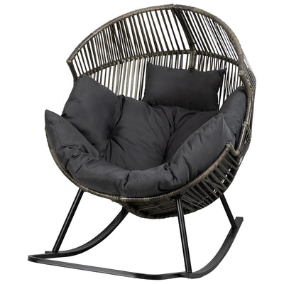 JAMFLY Egg Chair Outdoor Rocking Chair, Wicker Oversized Lounger (For Parts) - VMInnovations