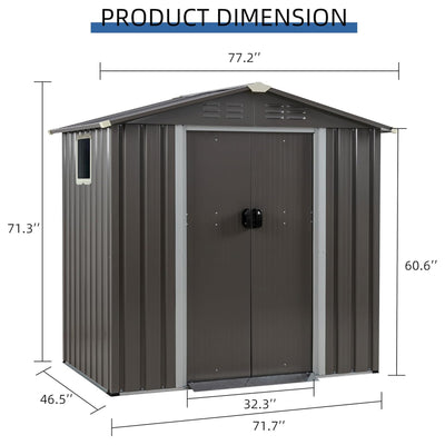 JYQAQA 6x4 FT Outdoor Storage Shed, Tool Shed w/Lockable Door, Gray(For Parts)