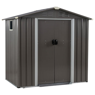 JYQAQA 6x4 FT Outdoor Storage Shed, Tool Shed w/Lockable Door, Gray(For Parts)