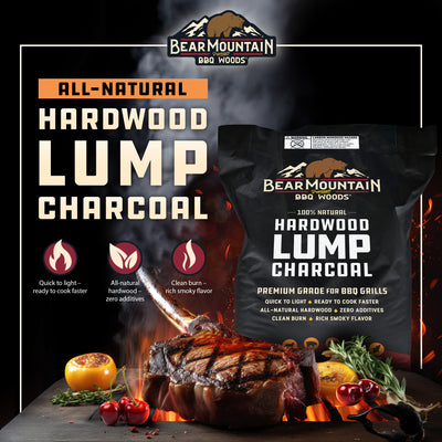 Bear Mountain BBQ 2 Pack Hardwood Lump Charcoal, Premium Grade for BBQ Grills