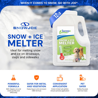 Snow Joe Keep It Green Ice and Snow Melter Salt Pellets with Green Tint, 12 lb. - VMInnovations