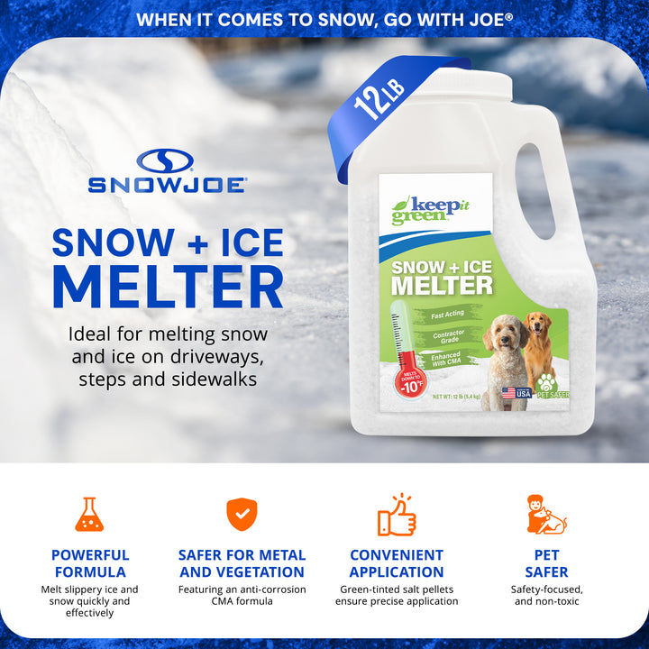 Snow Joe Keep It Green Pet Friendly Snow Melt Salt Pellets, 12 lbs