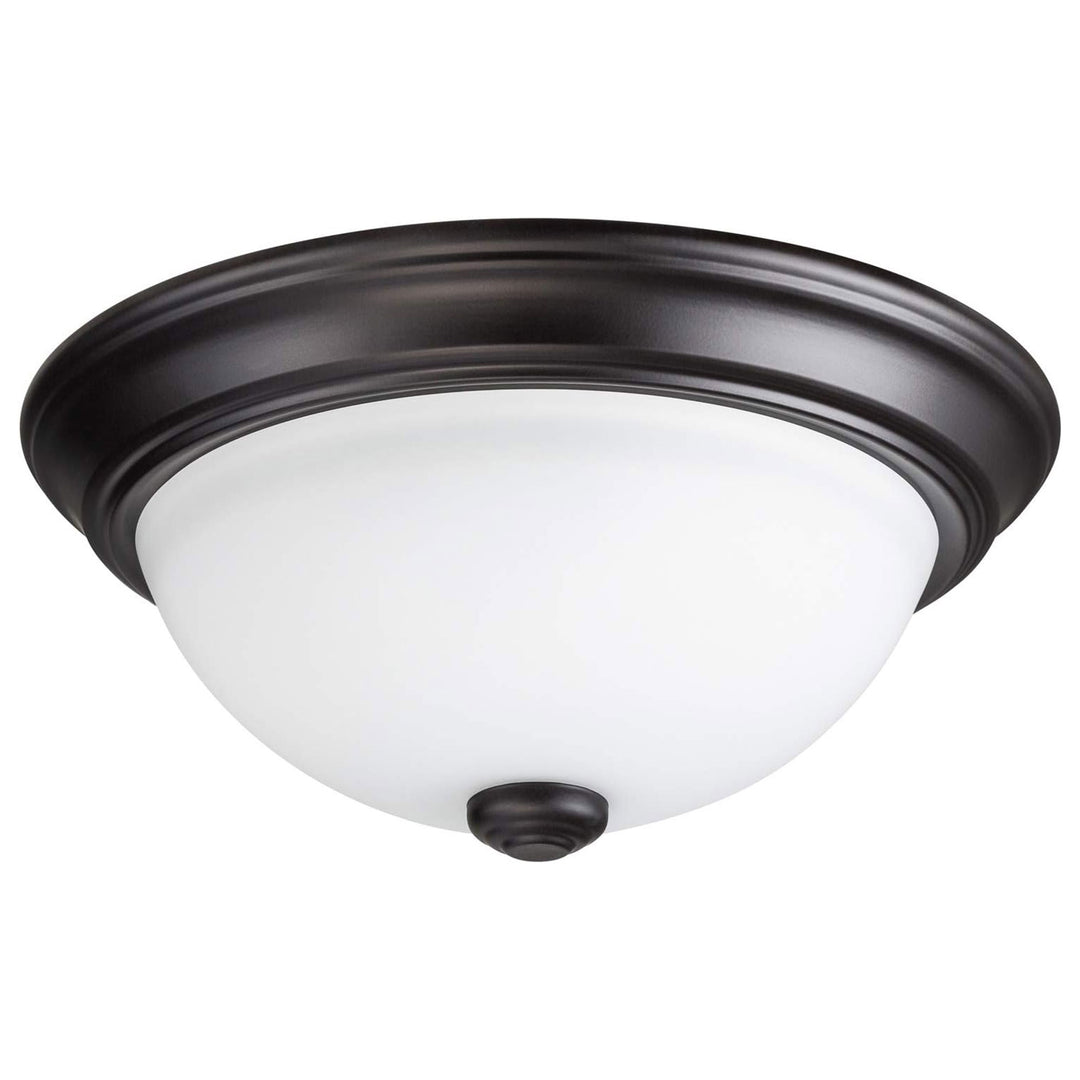 Portage Bay 11 Inch Flush Mount Ceiling Fixture Alabaster Glass Lighting, Bronze - VMInnovations