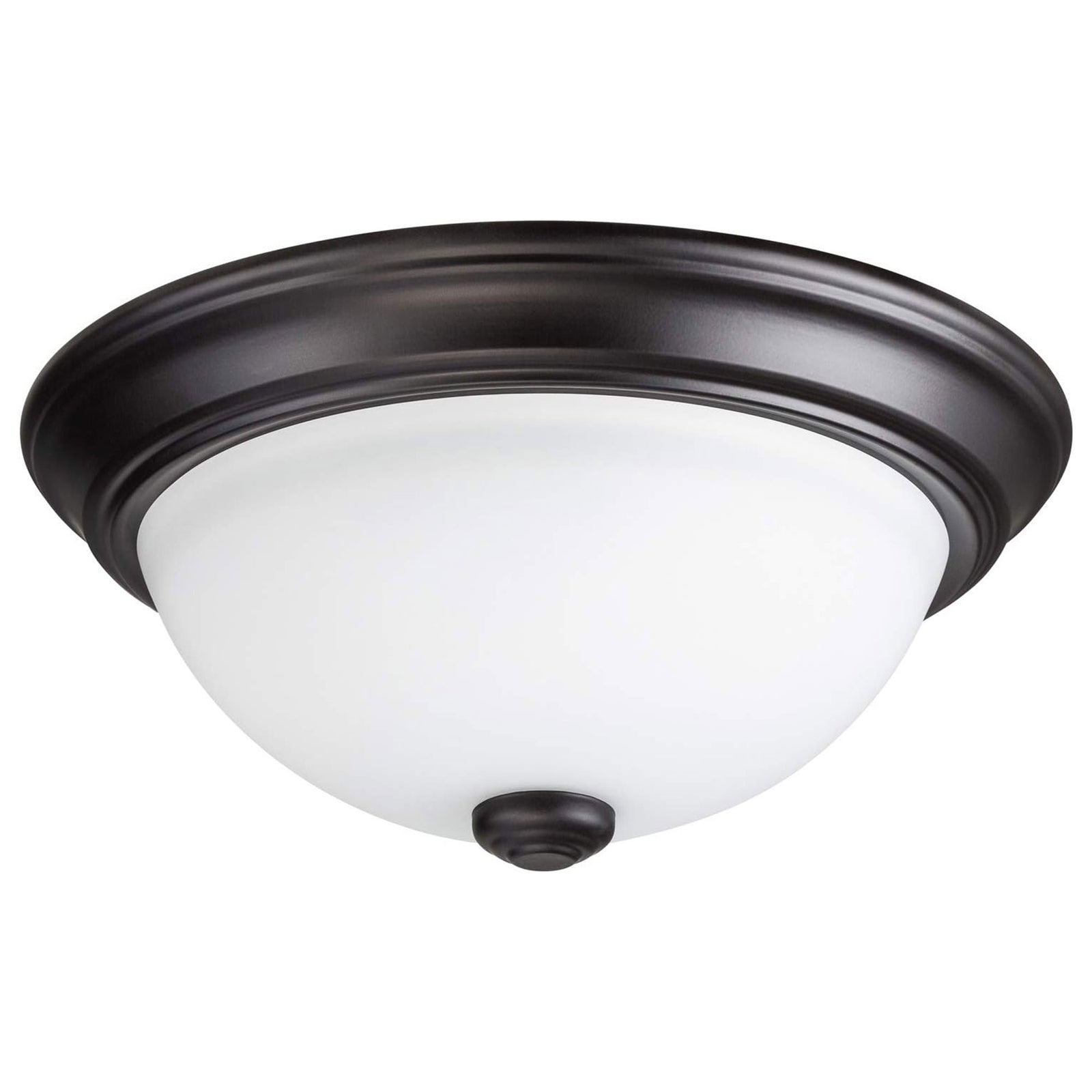 Portage Bay 11 Inch Flush Mount Ceiling Fixture Alabaster Glass Lighting, Bronze - VMInnovations