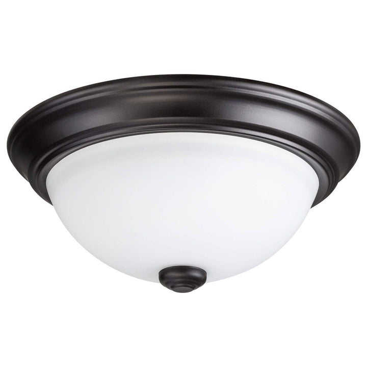 Portage Bay 11 Inch Flush Mount Ceiling Fixture Alabaster Glass Lighting, Bronze - VMInnovations