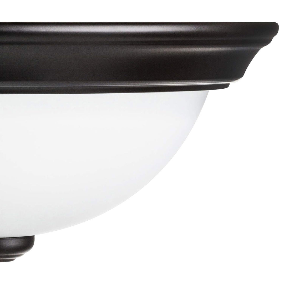 Portage Bay 11 Inch Flush Mount Ceiling Fixture Alabaster Glass Lighting, Bronze - VMInnovations
