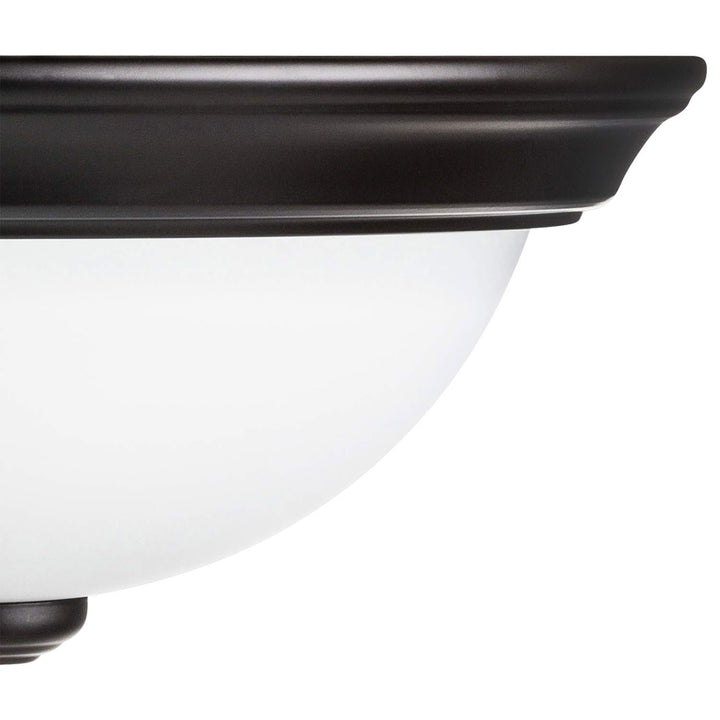 Portage Bay 11 Inch Flush Mount Ceiling Fixture Alabaster Glass Lighting, Bronze - VMInnovations