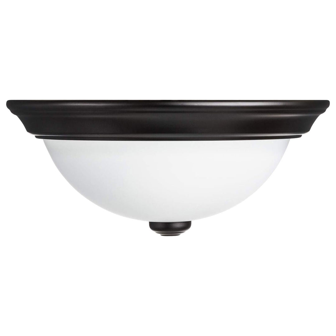 Portage Bay 11 Inch Flush Mount Ceiling Fixture Alabaster Glass Lighting, Bronze - VMInnovations