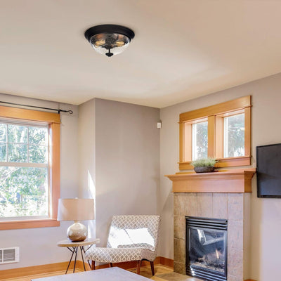 Prominence Home 13” Flush Mount Seeded Ceiling Light, Madalyn, Bronze (Open Box) - VMInnovations