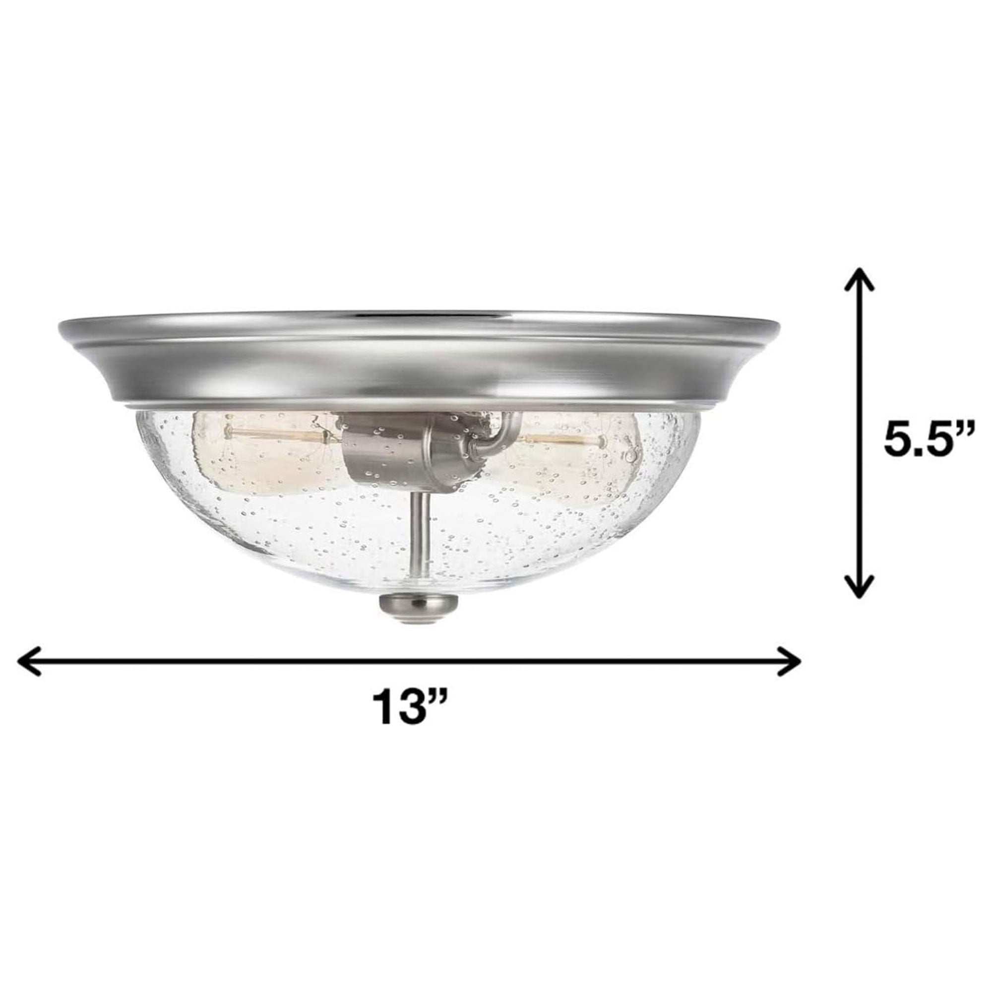 Prominence Home 3 Pack 13” Flush Mount Seeded Ceiling Light, Madalyn, Nickel
