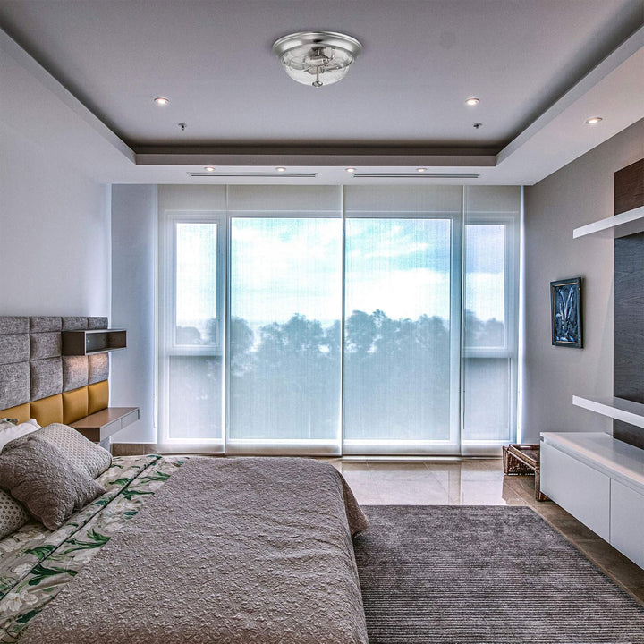 Prominence Home 2 Pack 13” Flush Mount Seeded Ceiling Light, Madalyn, Nickel