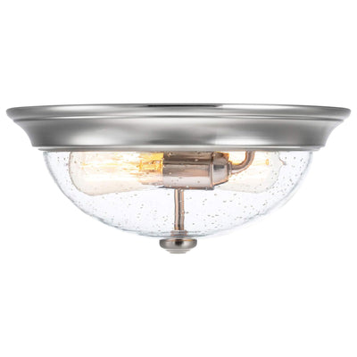 Prominence Home 13” Flush Mount Seeded Ceiling Light, Madalyn, 51382-31, Nickel - VMInnovations