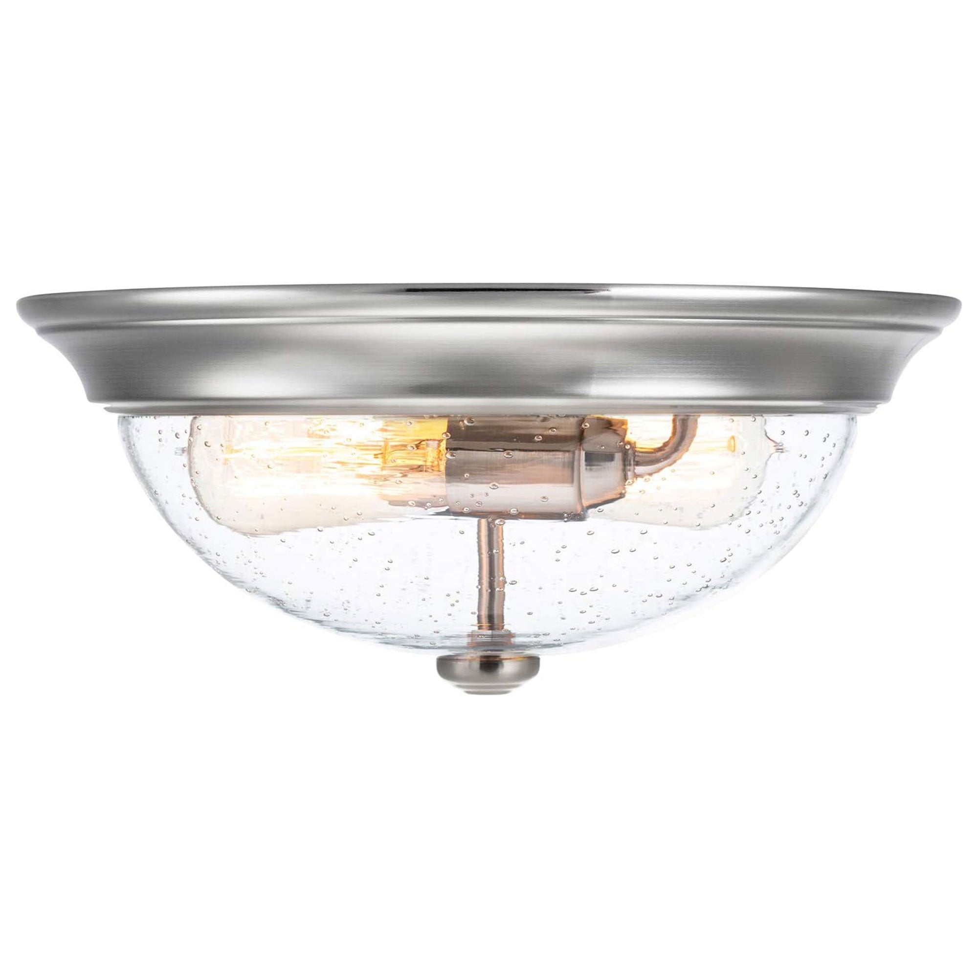 Prominence Home 3 Pack 13” Flush Mount Seeded Ceiling Light, Madalyn, Nickel