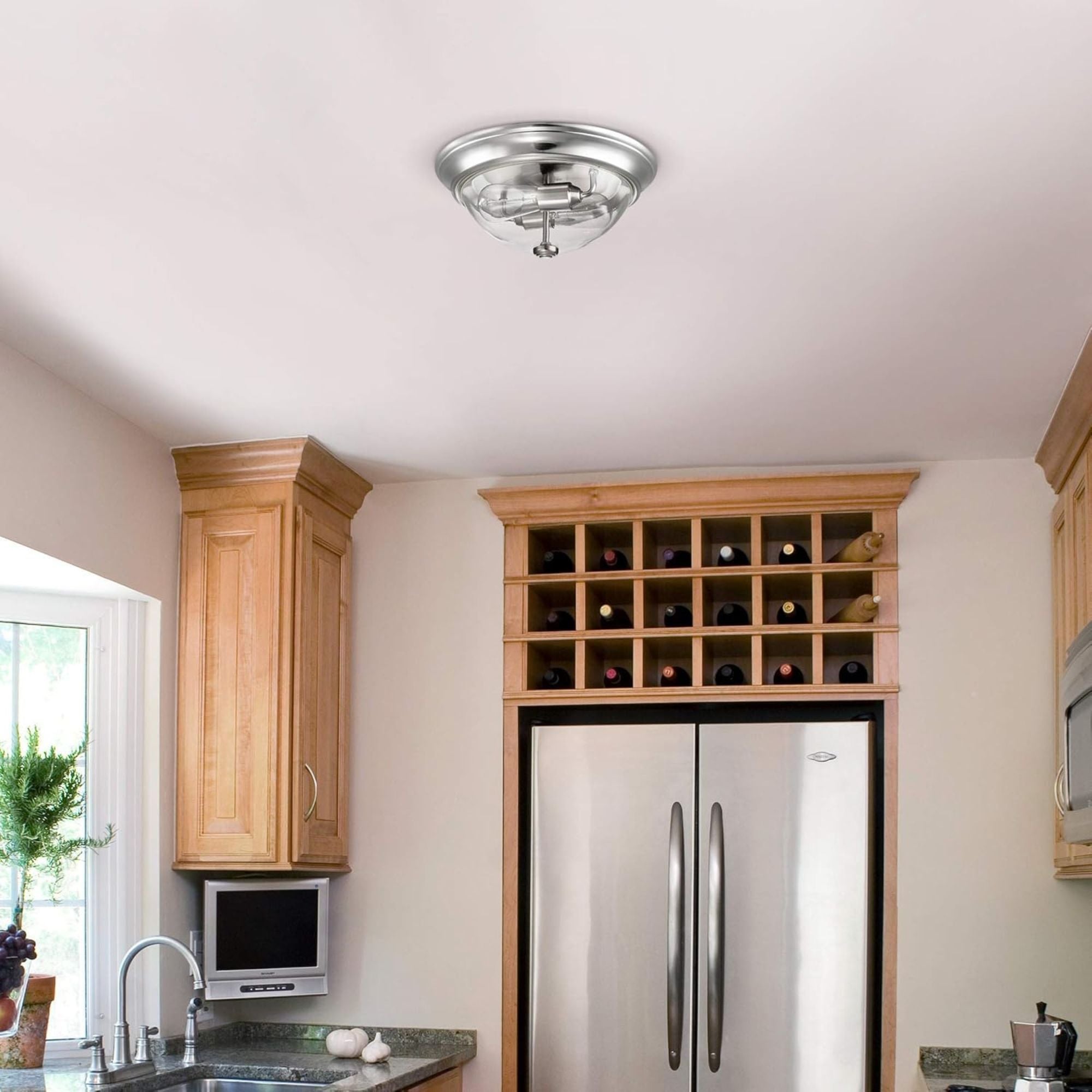 Prominence Home 2 Pack 13” Flush Mount Indoor Ceiling Light, Madalyn, Nickel