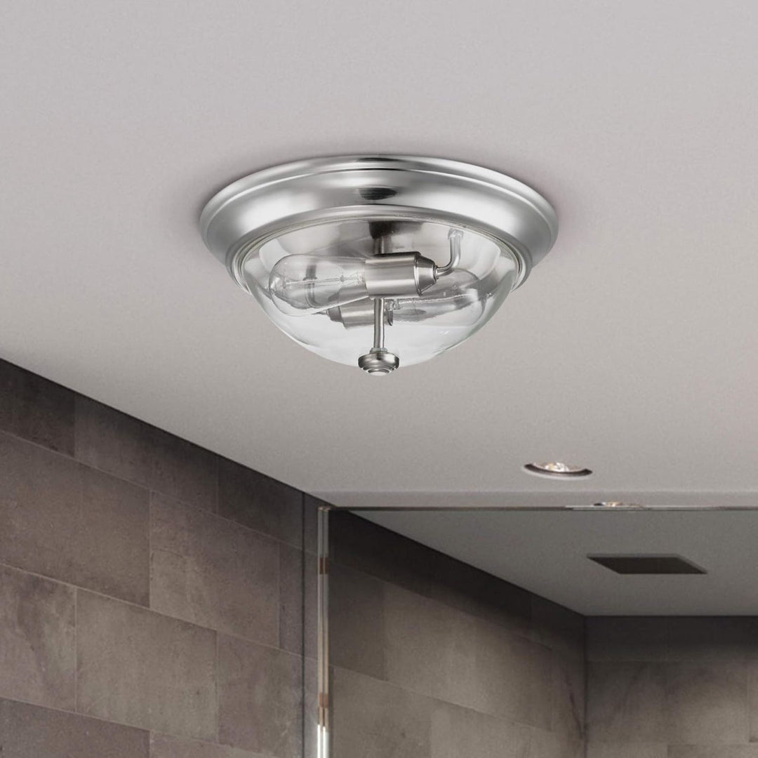 Prominence Home 13” Flush Mount Indoor Ceiling Light, Madalyn, 51380-31, Nickel