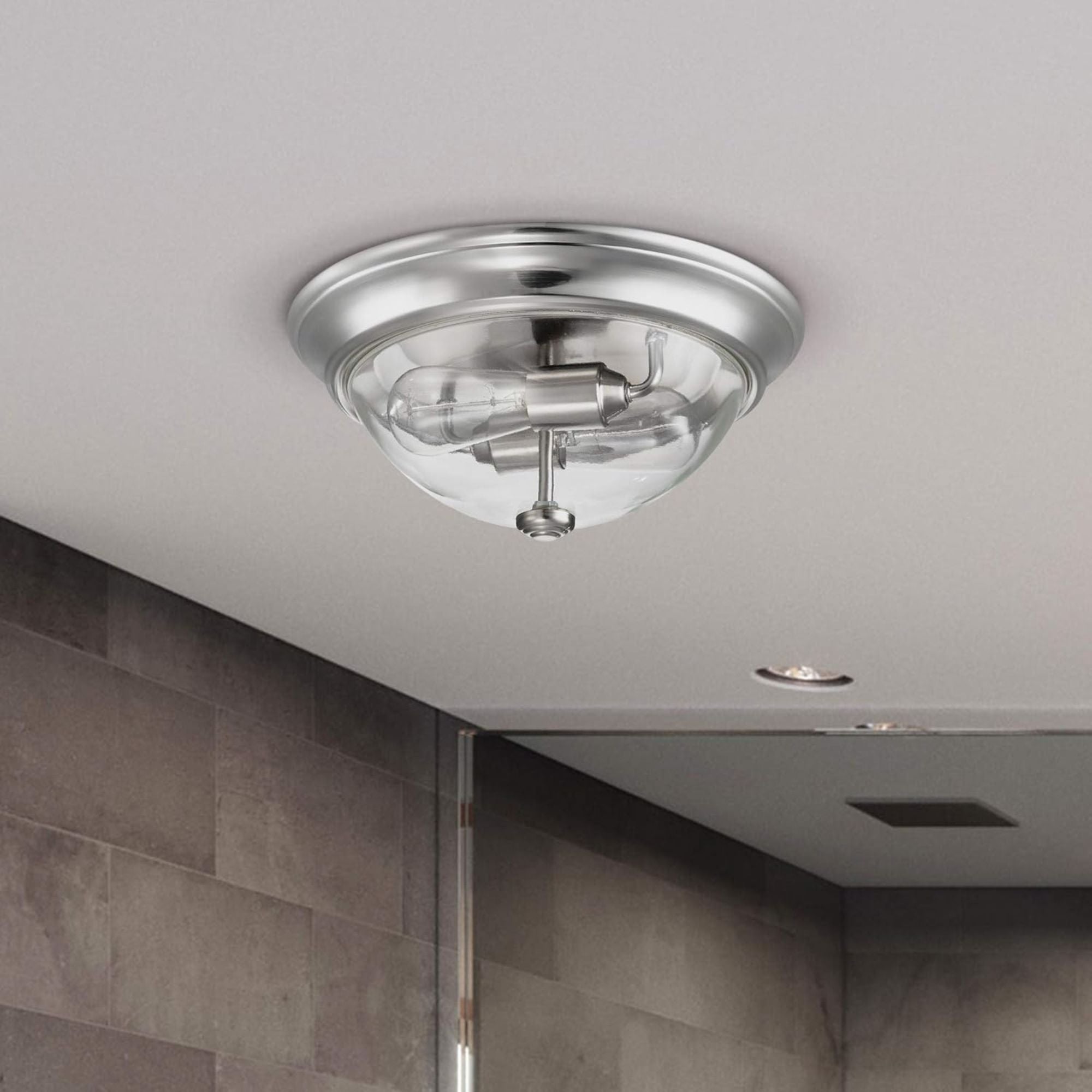 Prominence Home 4 Pack 13” Flush Mount Indoor Ceiling Light, Madalyn, Nickel
