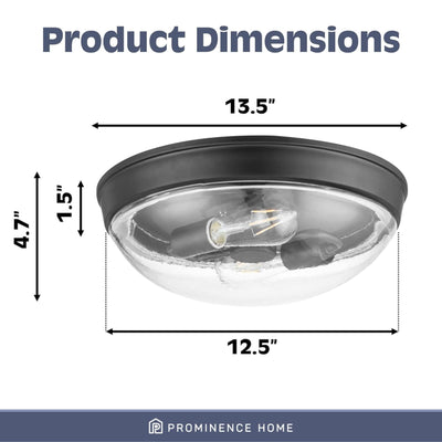 Prominence Home 2 Pack Madalyn 13" Flush Mount Ceiling Light Clear Glass, Bronze - VMInnovations