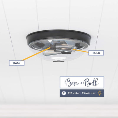 Prominence Home 2 Pack Madalyn 13" Flush Mount Ceiling Light Clear Glass, Bronze - VMInnovations