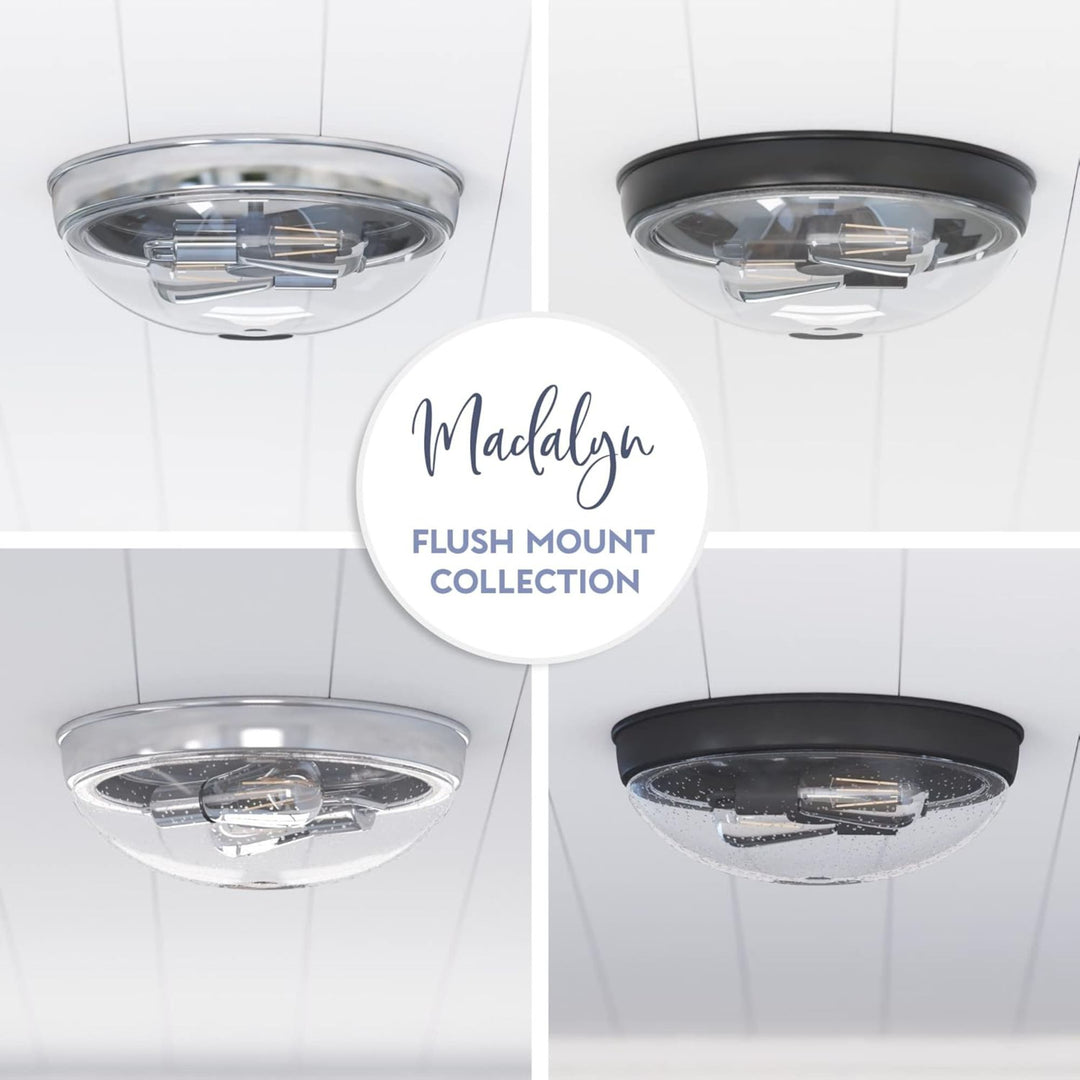 Prominence Home Madalyn 13" Flush Mount Ceiling Light, Clear Round Glass, Bronze