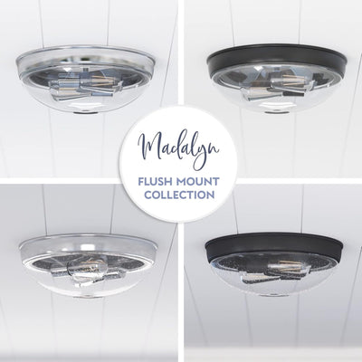 Prominence Home 2 Pack Madalyn 13" Flush Mount Ceiling Light Clear Glass, Bronze - VMInnovations