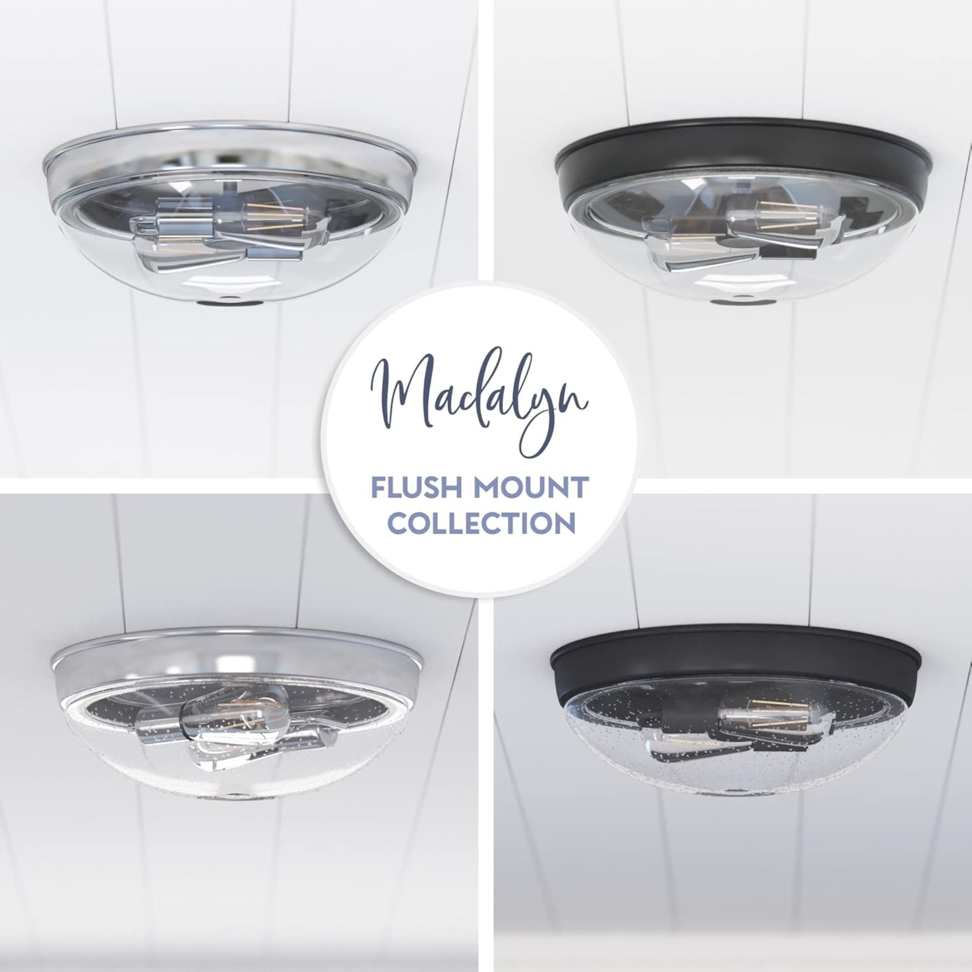 Prominence Home 4 Pack Madalyn 13" Flush Mount Ceiling Light Clear Glass, Bronze