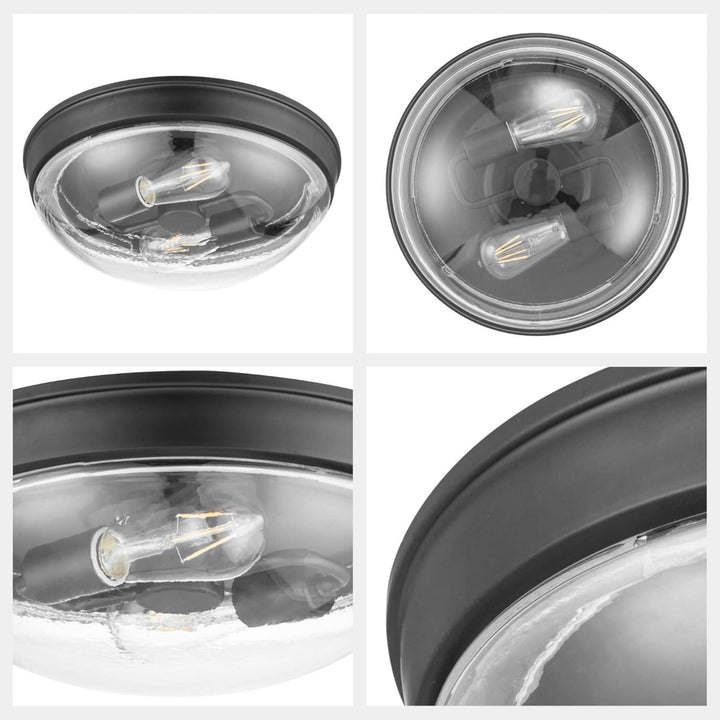 Prominence Home Madalyn 13" Flush Mount Ceiling Light, Clear Round Glass, Bronze