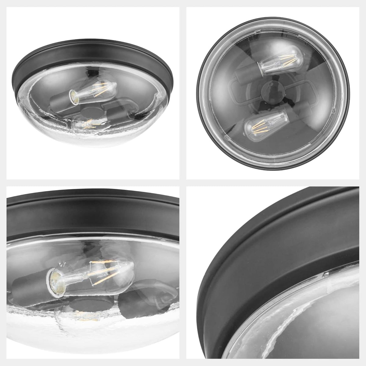 Prominence Home 3 Pack Madalyn 13" Flush Mount Ceiling Light Clear Glass, Bronze