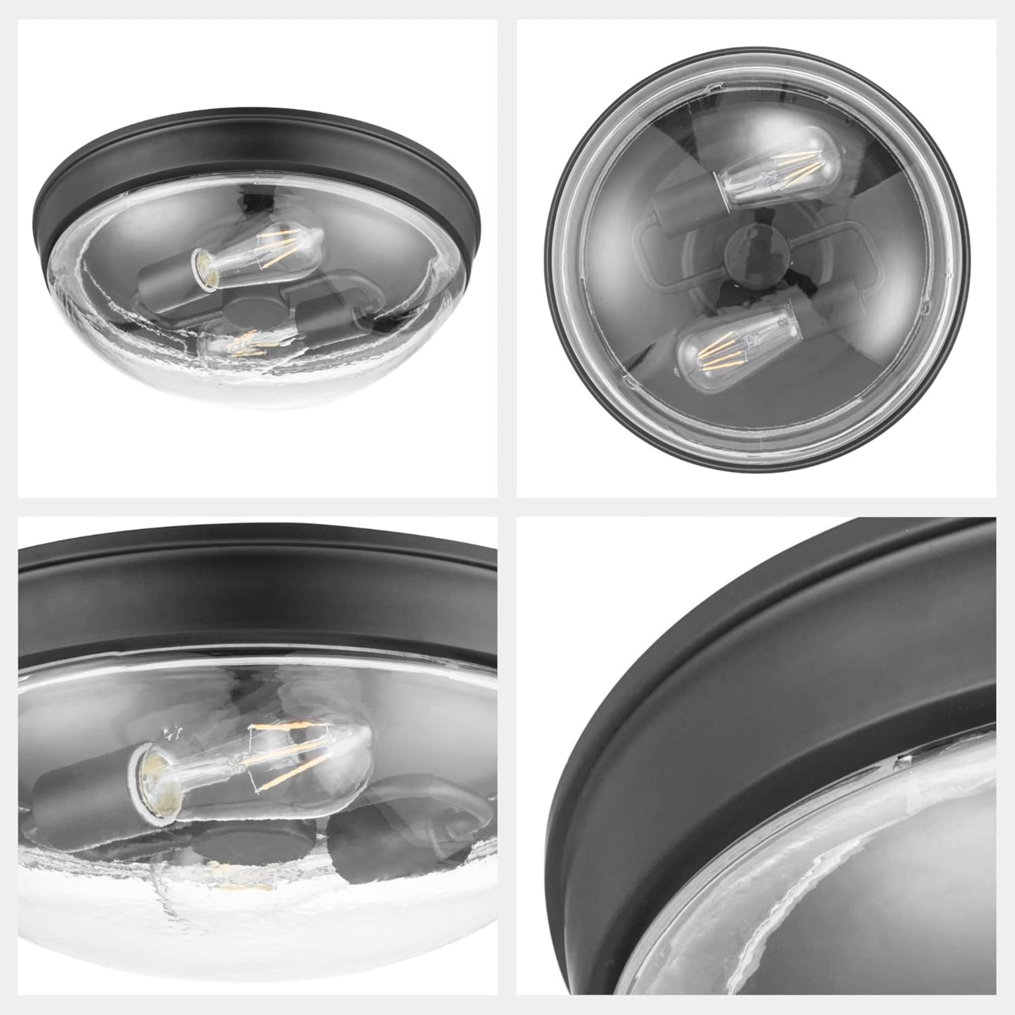 Prominence Home 2 Pack Madalyn 13" Flush Mount Ceiling Light Clear Glass, Bronze - VMInnovations